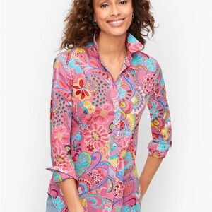 Talbots Petite | Cotton Button Front Shirt | Mod Floral